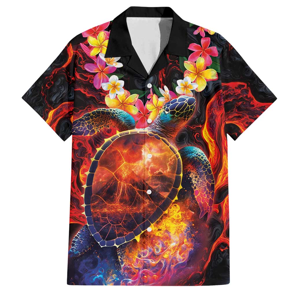 Hawaiian Turtle with Volcanic Eruption Family Matching Off Shoulder Maxi Dress and Hawaiian Shirt Hibiscus Lei and Lava Flow an Abstract Texture
