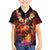 Hawaiian Turtle with Volcanic Eruption Family Matching Off Shoulder Short Dress and Hawaiian Shirt Hibiscus Lei and Lava Flow an Abstract Texture