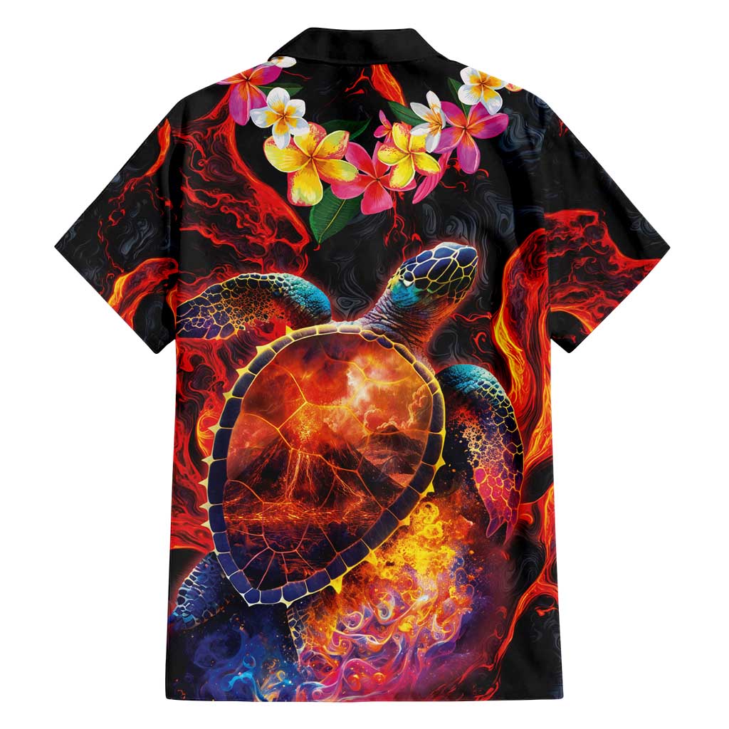 Hawaiian Turtle with Volcanic Eruption Family Matching Tank Maxi Dress and Hawaiian Shirt Hibiscus Lei and Lava Flow an Abstract Texture