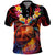 Hawaiian Turtle with Volcanic Eruption Polo Shirt Hibiscus Lei and Lava Flow an Abstract Texture