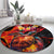 Hawaiian Turtle with Volcanic Eruption Round Carpet Hibiscus Lei and Lava Flow an Abstract Texture