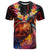 Hawaiian Turtle with Volcanic Eruption T Shirt Hibiscus Lei and Lava Flow an Abstract Texture