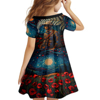 New Zealand Soldier ANZAC Day Family Matching Off Shoulder Maxi Dress and Hawaiian Shirt Silver Fern Starry Night Style LT03 - Polynesian Pride