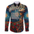 New Zealand Soldier ANZAC Day Family Matching Puletasi and Hawaiian Shirt Silver Fern Starry Night Style LT03 Dad's Shirt - Long Sleeve Blue - Polynesian Pride