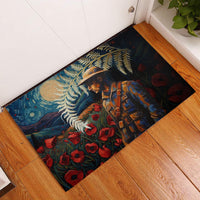 New Zealand Soldier ANZAC Day Rubber Doormat Silver Fern Starry Night Style LT03 Blue - Polynesian Pride