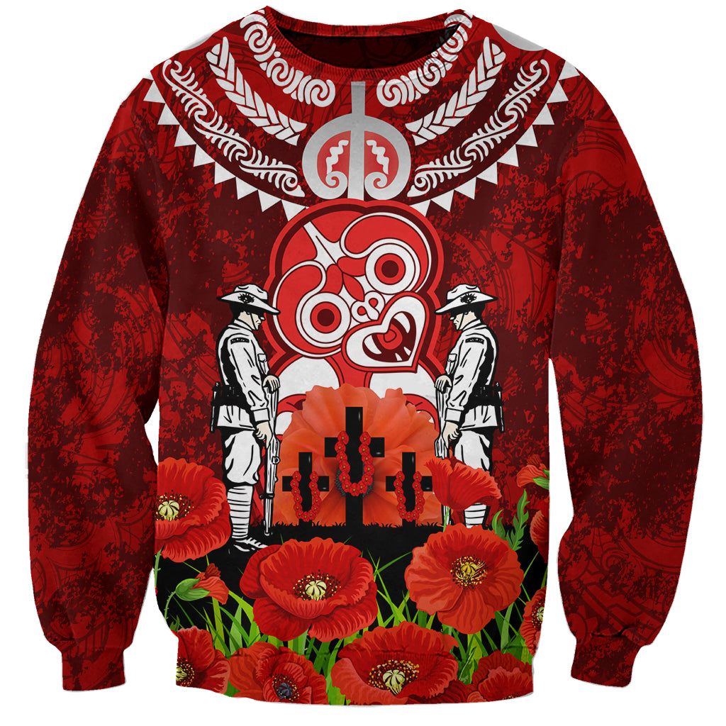 New Zealand ANZAC Waitangi Day Sweatshirt Hei Tiki and Soldier LT03 Unisex Red - Polynesian Pride