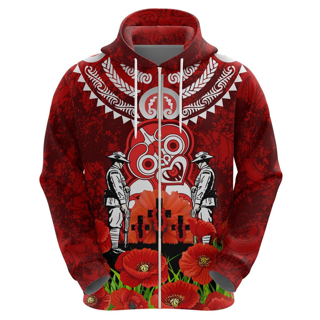 New Zealand ANZAC Waitangi Day Zip Hoodie Hei Tiki and Soldier LT03 - Polynesian Pride
