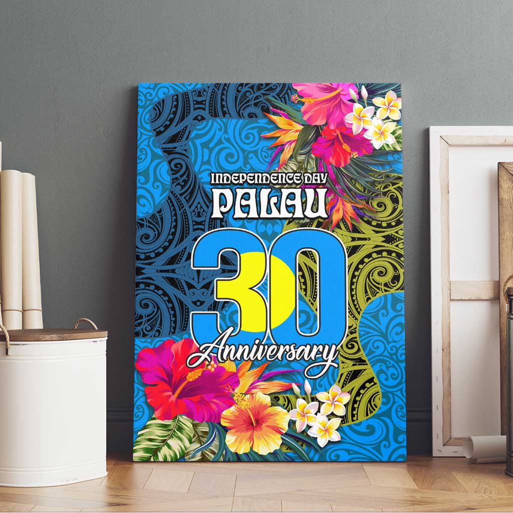 Palau Independence Day Canvas Wall Art 1st October 30th Anniversary Polynesian Jungle Flower