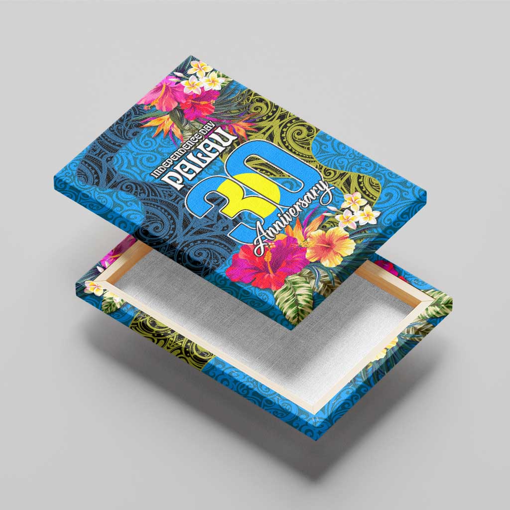 Palau Independence Day Canvas Wall Art 1st October 30th Anniversary Polynesian Jungle Flower