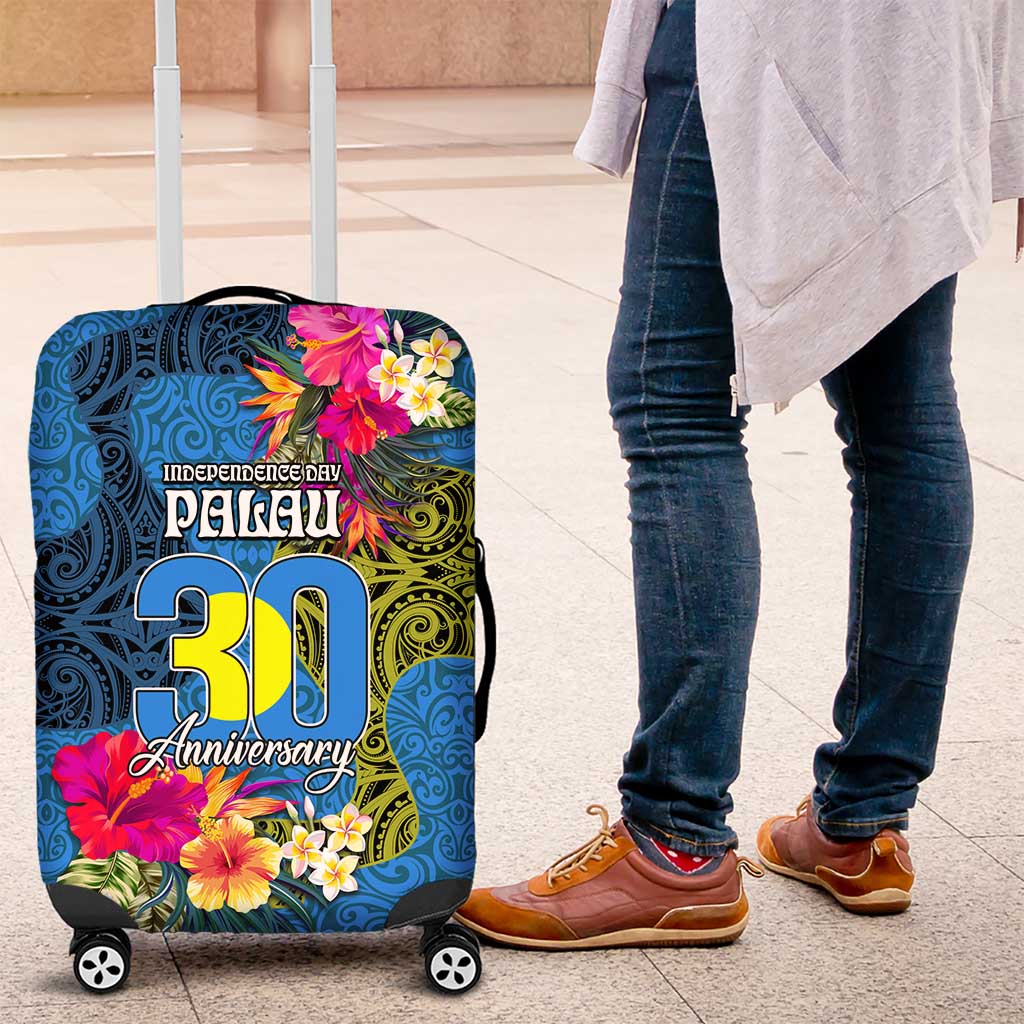 Palau Independence Day Luggage Cover 1st October 30th Anniversary Polynesian Jungle Flower