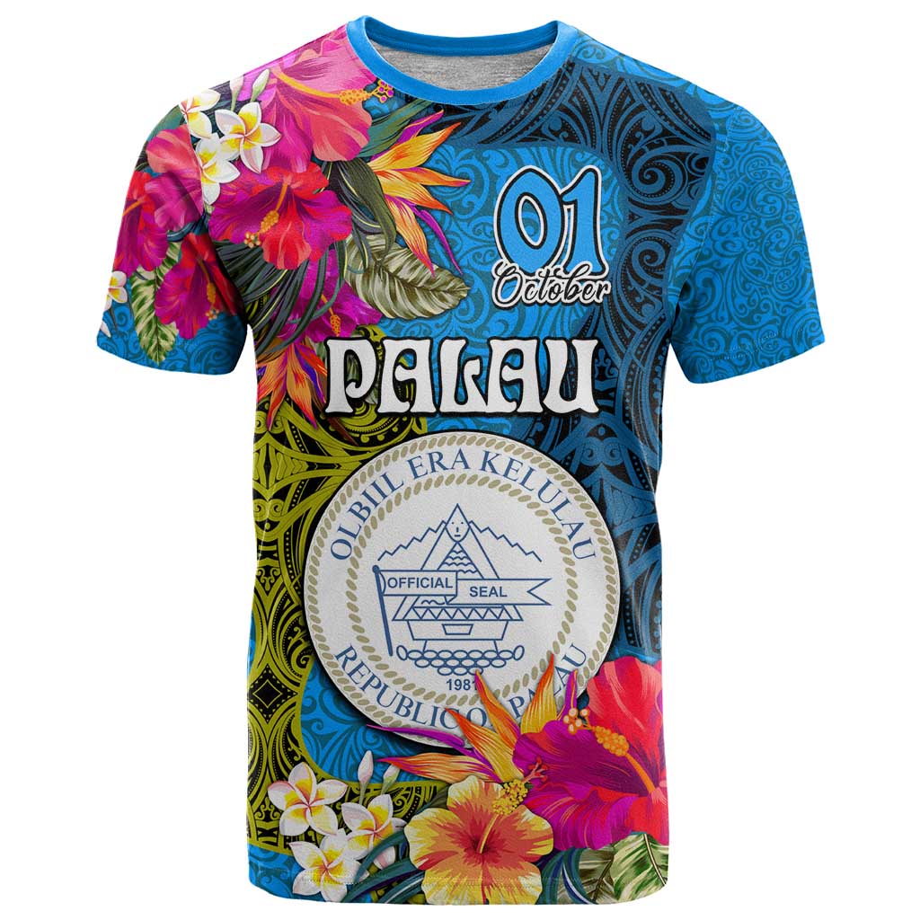 Palau Independence Day T Shirt 1st October 30th Anniversary Polynesian Jungle Flower