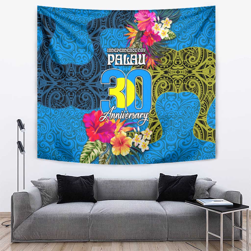 Palau Independence Day Tapestry 1st October 30th Anniversary Polynesian Jungle Flower