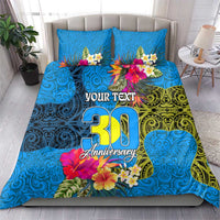 Personalised Palau Independence Day Bedding Set 1st October 30th Anniversary Polynesian Jungle Flower