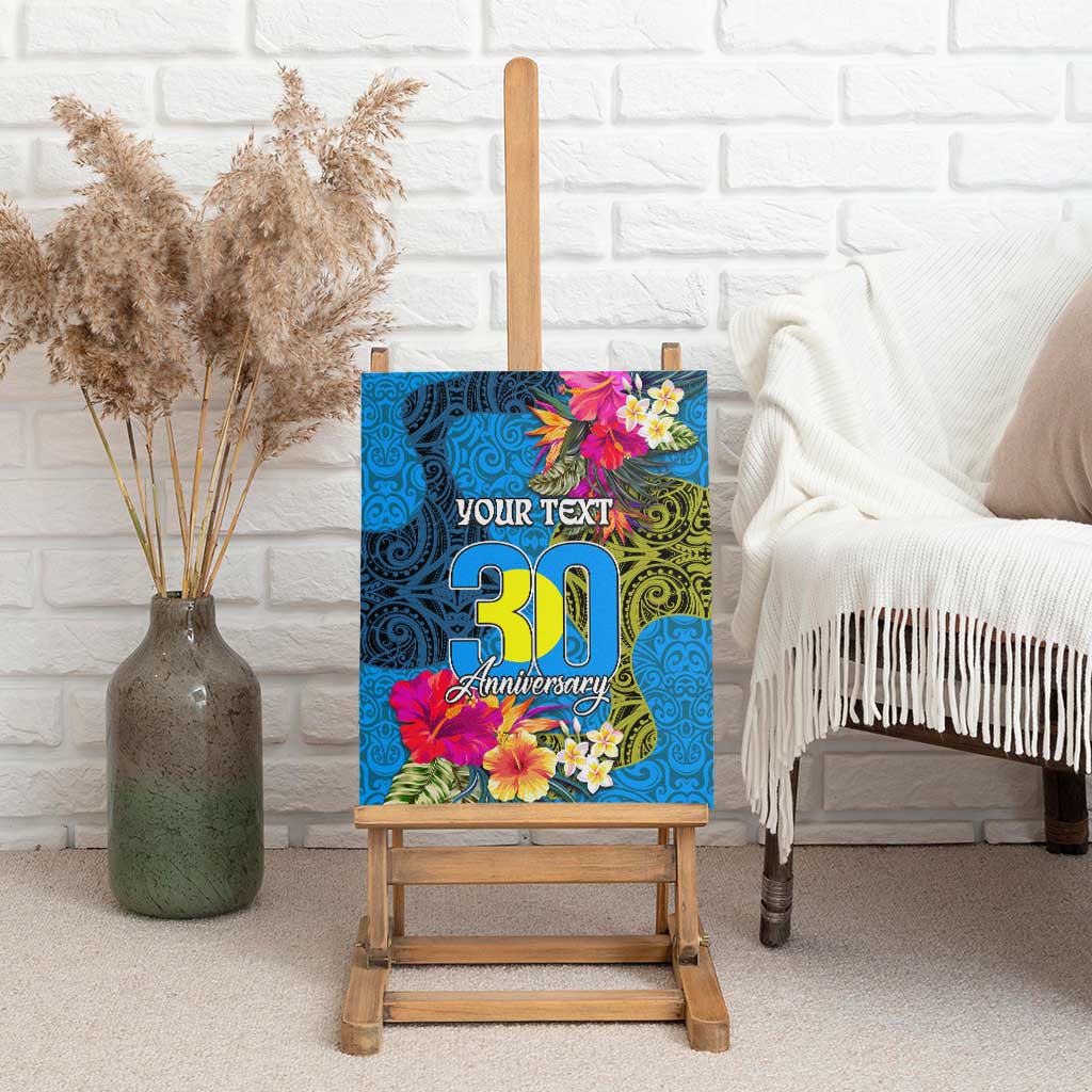 Personalised Palau Independence Day Canvas Wall Art 1st October 30th Anniversary Polynesian Jungle Flower