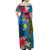 Personalised Palau Independence Day Off Shoulder Maxi Dress 1st October 30th Anniversary Polynesian Jungle Flower