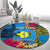 Personalised Palau Independence Day Round Carpet 1st October 30th Anniversary Polynesian Jungle Flower