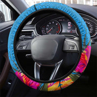 Palau Independence Day Steering Wheel Cover 1st October 30th Anniversary Polynesian Jungle Flower