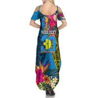 Personalised Palau Independence Day Summer Maxi Dress 1st October 30th Anniversary Polynesian Jungle Flower