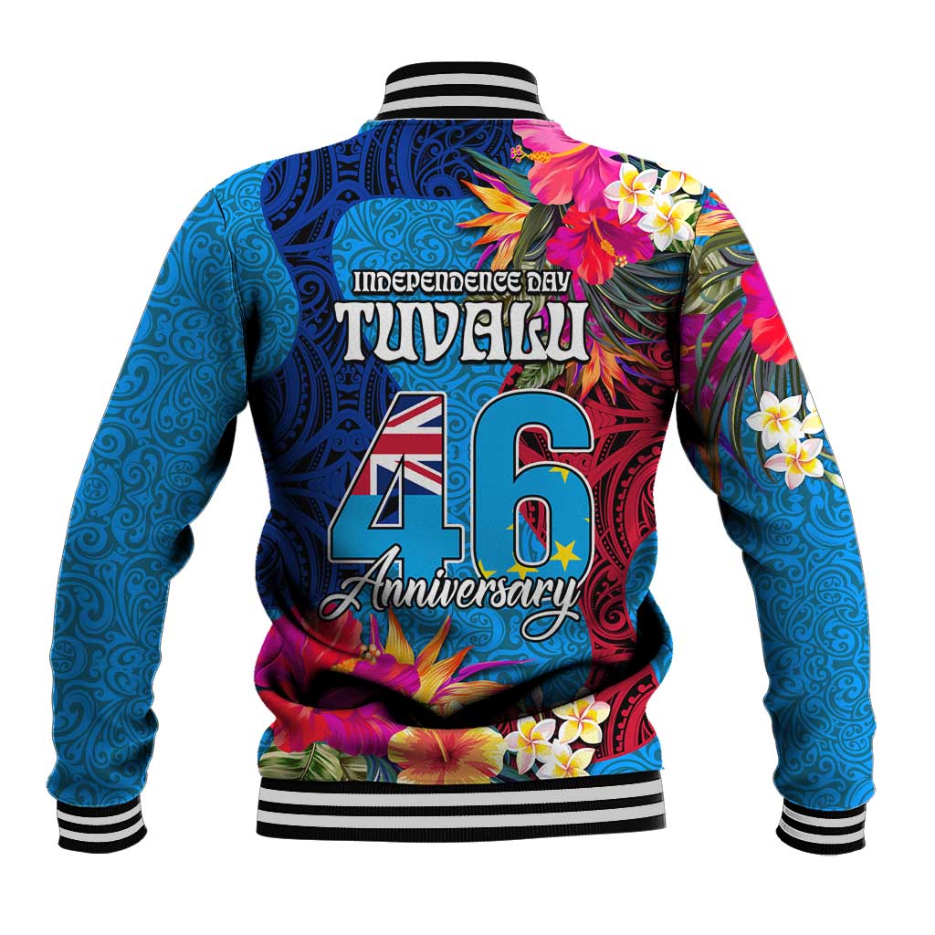 Tuvalu Independence Day Baseball Jacket 1st October 46th Anniversary Polynesian Jungle Flower LT03 - Polynesian Pride
