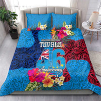 Tuvalu Independence Day Bedding Set 1st October 46th Anniversary Polynesian Jungle Flower