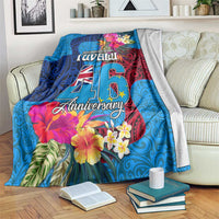 Tuvalu Independence Day Blanket 1st October 46th Anniversary Polynesian Jungle Flower LT03 Blue - Polynesian Pride