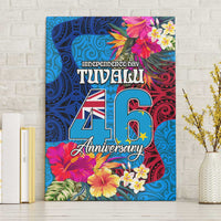Tuvalu Independence Day Canvas Wall Art 1st October 46th Anniversary Polynesian Jungle Flower LT03 Without Frame Blue - Polynesian Pride