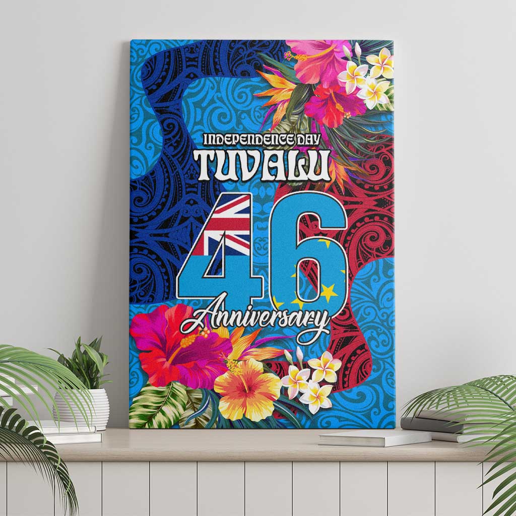 Tuvalu Independence Day Canvas Wall Art 1st October 46th Anniversary Polynesian Jungle Flower LT03 - Polynesian Pride