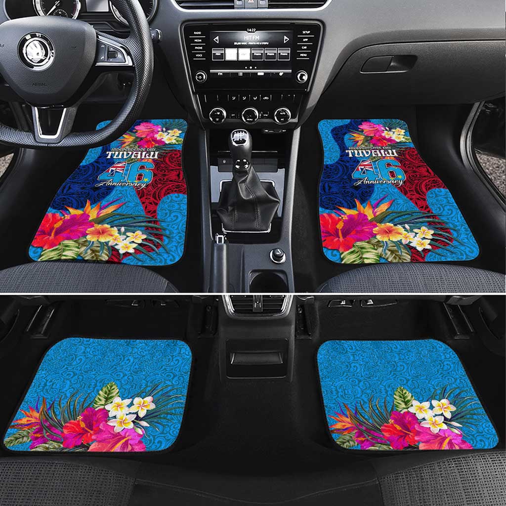 Tuvalu Independence Day Car Mats 1st October 46th Anniversary Polynesian Jungle Flower