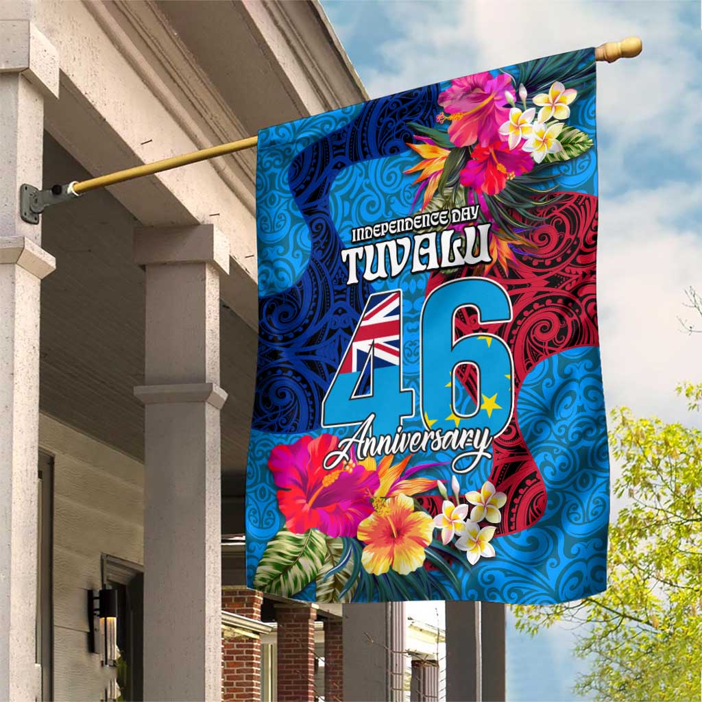 Tuvalu Independence Day Garden Flag 1st October 46th Anniversary Polynesian Jungle Flower LT03 House Flag Blue - Polynesian Pride