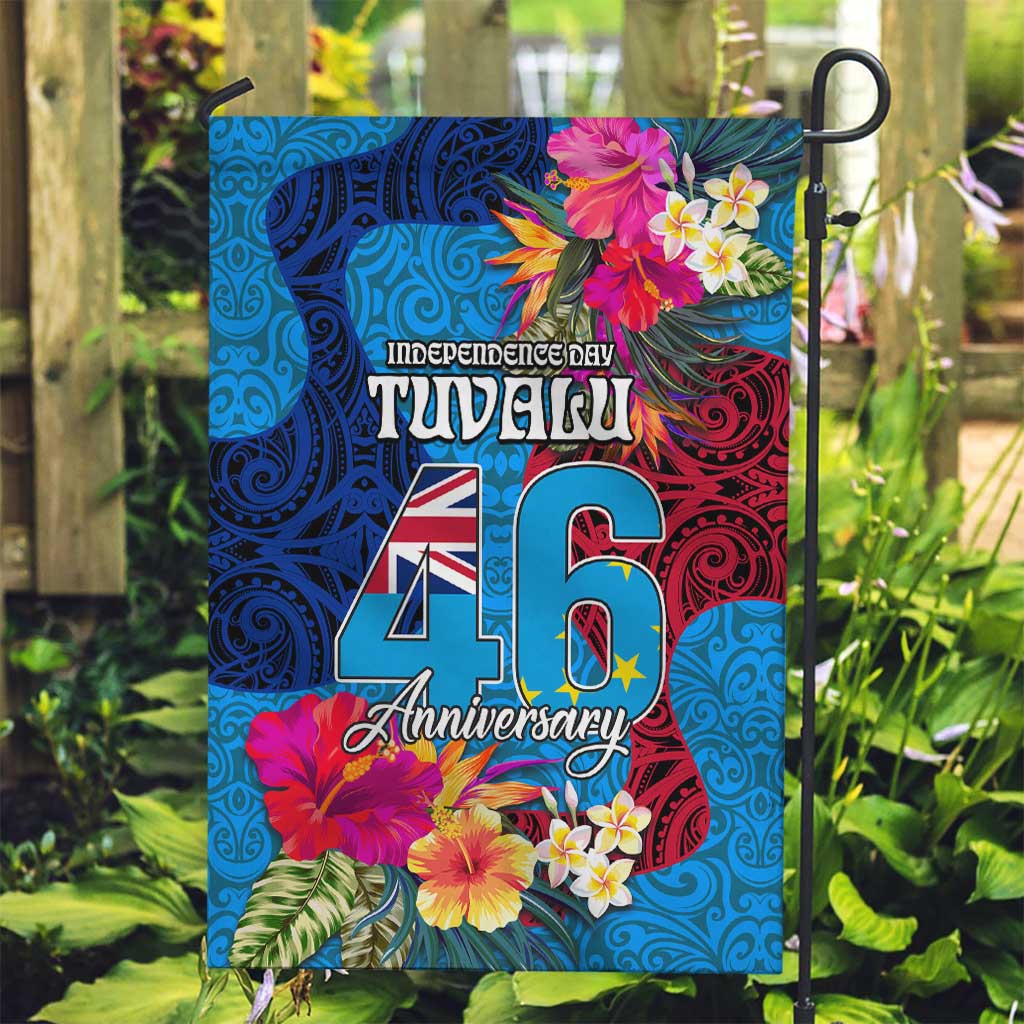 Tuvalu Independence Day Garden Flag 1st October 46th Anniversary Polynesian Jungle Flower LT03 Garden Flag Blue - Polynesian Pride