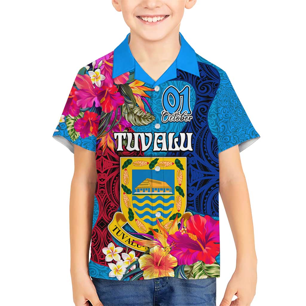 Tuvalu Independence Day Hawaiian Shirt 1st October 46th Anniversary Polynesian Jungle Flower LT03 - Polynesian Pride
