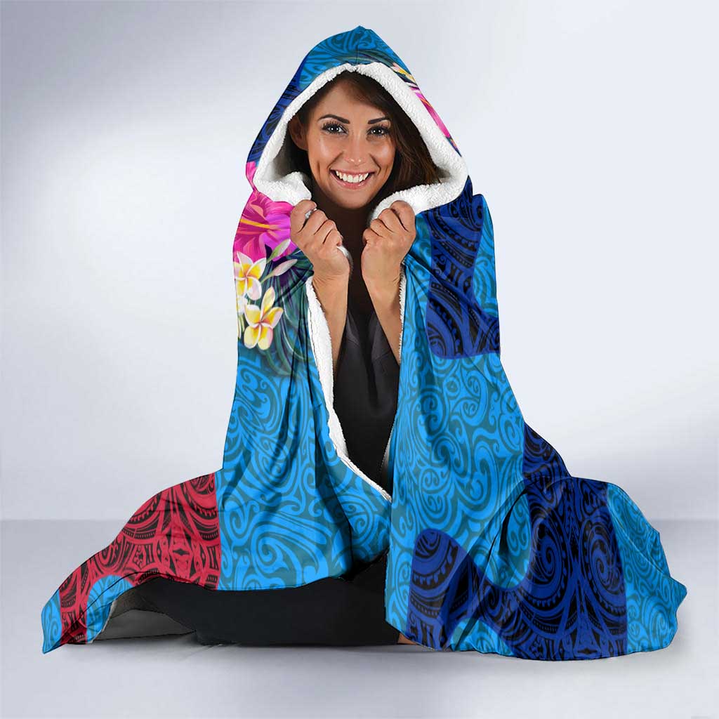 Tuvalu Independence Day Hooded Blanket 1st October 46th Anniversary Polynesian Jungle Flower LT03 - Polynesian Pride