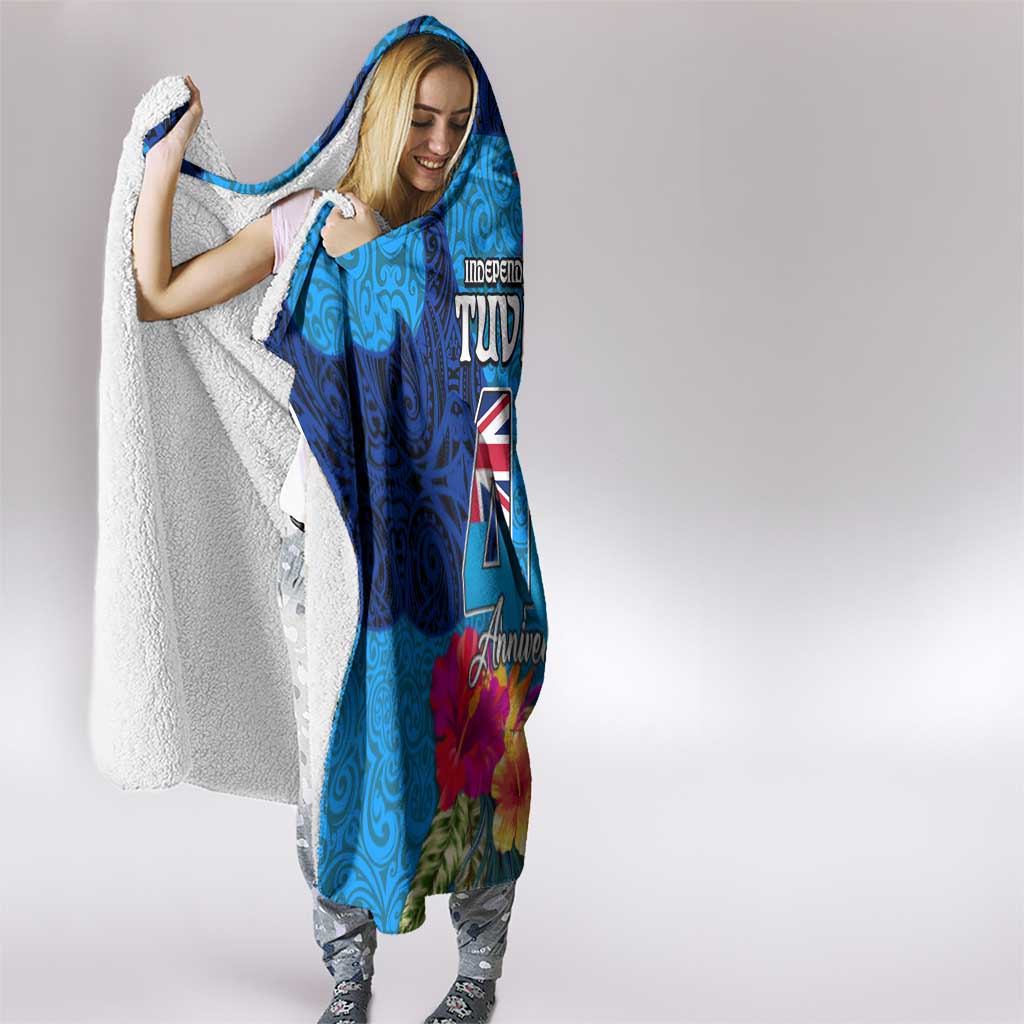 Tuvalu Independence Day Hooded Blanket 1st October 46th Anniversary Polynesian Jungle Flower LT03 - Polynesian Pride