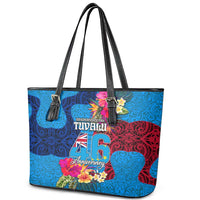 Tuvalu Independence Day Leather Tote Bag 1st October 46th Anniversary Polynesian Jungle Flower LT03 - Polynesian Pride