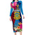 Tuvalu Independence Day Long Sleeve Bodycon Dress 1st October 46th Anniversary Polynesian Jungle Flower