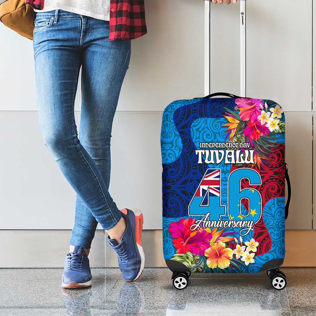 Tuvalu Independence Day Luggage Cover 1st October 46th Anniversary Polynesian Jungle Flower LT03 - Polynesian Pride
