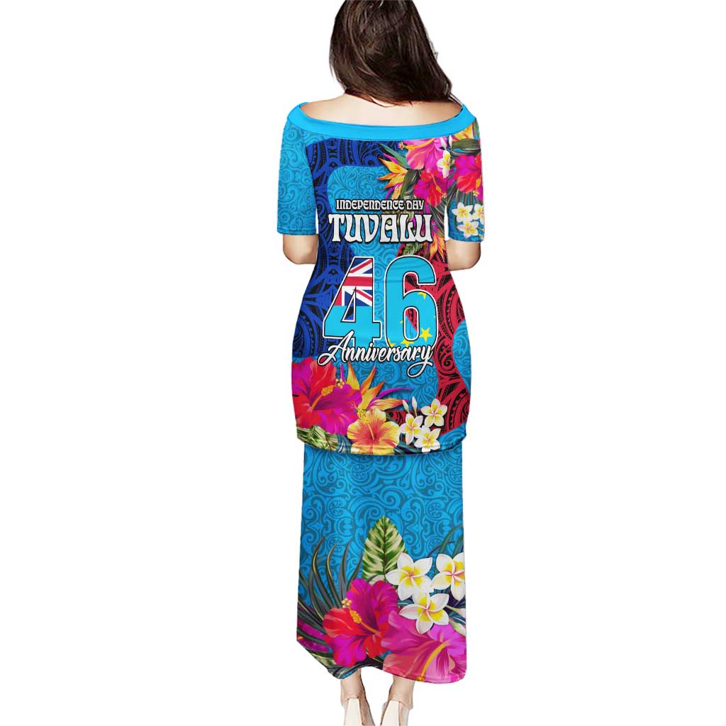 Tuvalu Independence Day Puletasi 1st October 46th Anniversary Polynesian Jungle Flower LT03 - Polynesian Pride