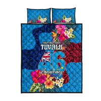 Tuvalu Independence Day Quilt Bed Set 1st October 46th Anniversary Polynesian Jungle Flower LT03 - Polynesian Pride