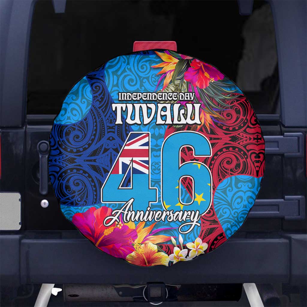 Tuvalu Independence Day Spare Tire Cover 1st October 46th Anniversary Polynesian Jungle Flower LT03 - Polynesian Pride