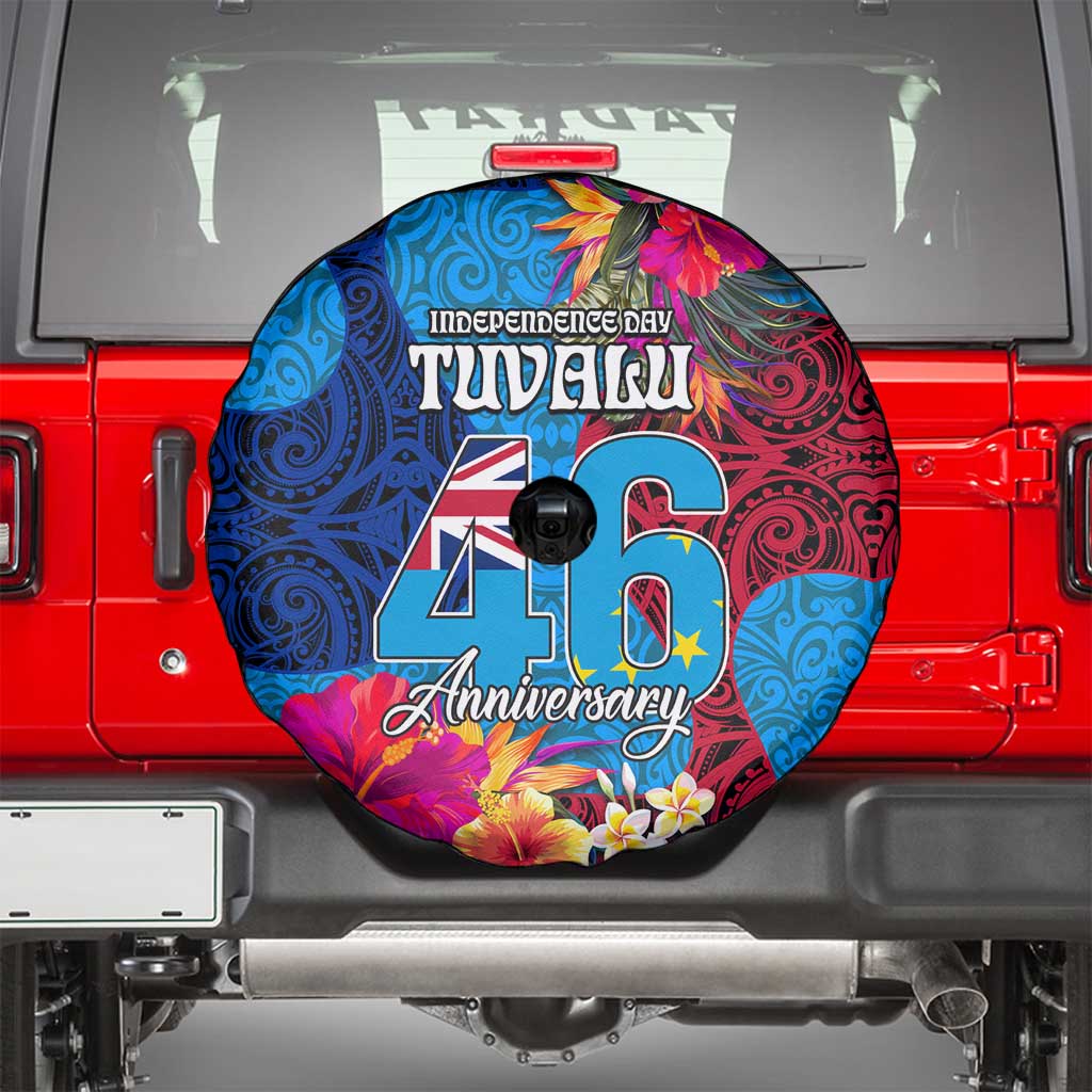 Tuvalu Independence Day Spare Tire Cover 1st October 46th Anniversary Polynesian Jungle Flower LT03 - Polynesian Pride
