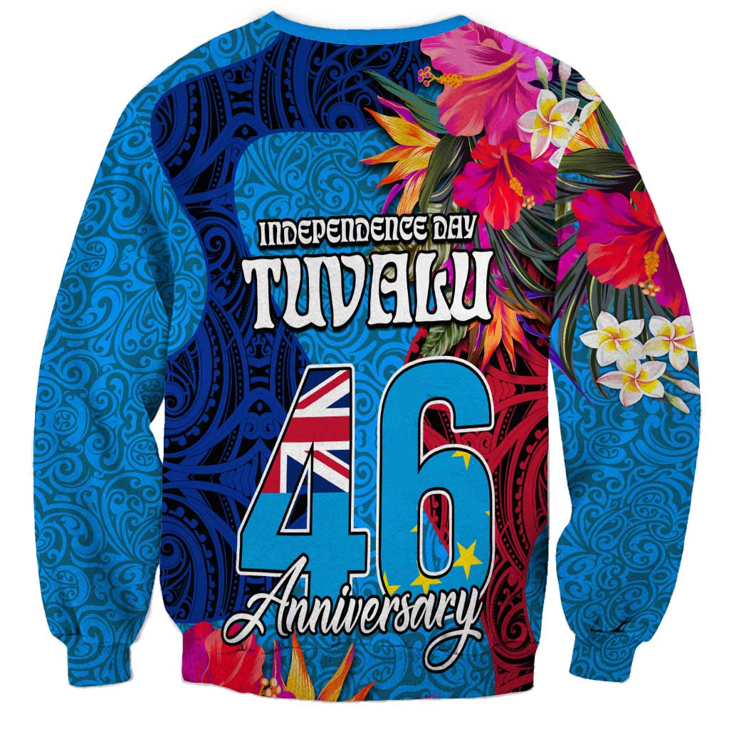 Tuvalu Independence Day Sweatshirt 1st October 46th Anniversary Polynesian Jungle Flower LT03 - Polynesian Pride