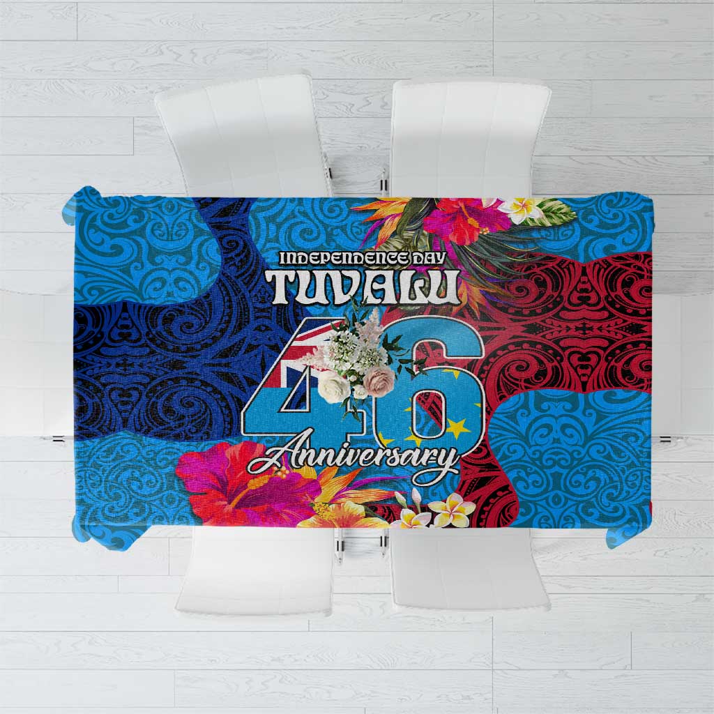 Tuvalu Independence Day Tablecloth 1st October 46th Anniversary Polynesian Jungle Flower