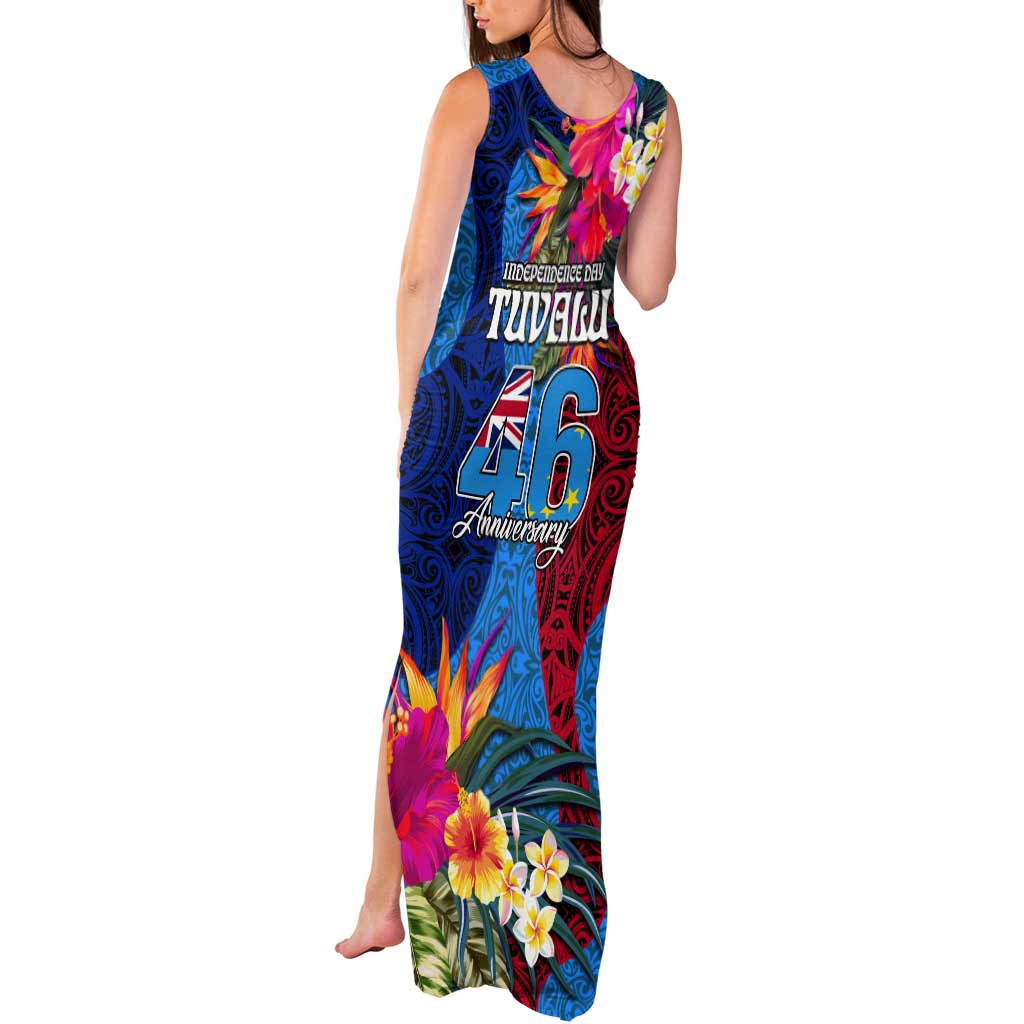Tuvalu Independence Day Tank Maxi Dress 1st October 46th Anniversary Polynesian Jungle Flower LT03 - Polynesian Pride