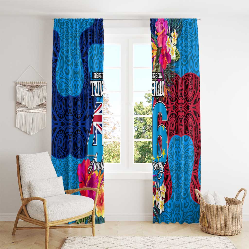 Tuvalu Independence Day Window Curtain 1st October 46th Anniversary Polynesian Jungle Flower LT03 - Polynesian Pride
