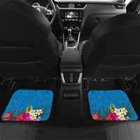 Personalised Tuvalu Independence Day Car Mats 1st October 46th Anniversary Polynesian Jungle Flower LT03 Set 2pcs - Back Blue - Polynesian Pride