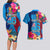 Personalised Tuvalu Independence Day Couples Matching Long Sleeve Bodycon Dress and Hawaiian Shirt 1st October 46th Anniversary Polynesian Jungle Flower