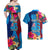 Personalised Tuvalu Independence Day Couples Matching Off Shoulder Maxi Dress and Hawaiian Shirt 1st October 46th Anniversary Polynesian Jungle Flower