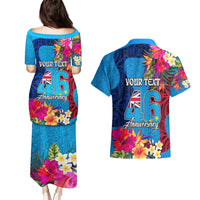 Personalised Tuvalu Independence Day Couples Matching Puletasi and Hawaiian Shirt 1st October 46th Anniversary Polynesian Jungle Flower LT03 - Polynesian Pride