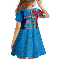 Personalised Tuvalu Independence Day Family Matching Off The Shoulder Long Sleeve Dress and Hawaiian Shirt 1st October 46th Anniversary Polynesian Jungle Flower