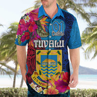 Personalised Tuvalu Independence Day Hawaiian Shirt 1st October 46th Anniversary Polynesian Jungle Flower LT03 - Polynesian Pride
